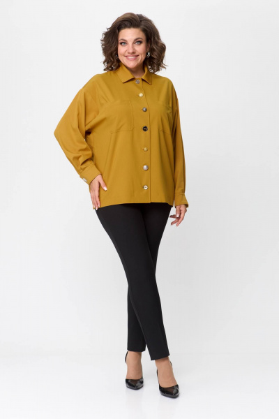 Рубашка свободного кроя на пуговицах, демисезонная Avenue 0310-2 горчица - фото 1