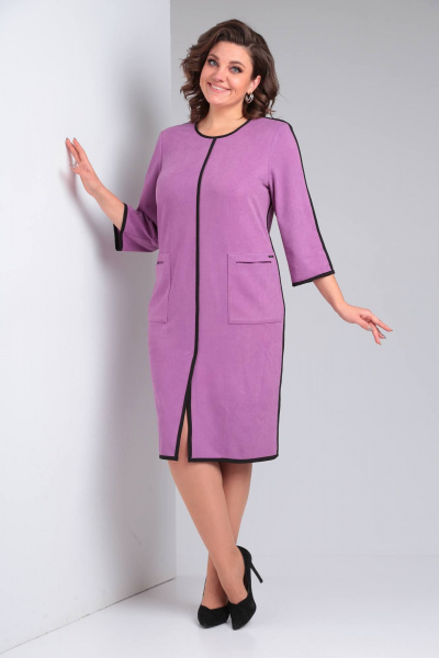 Платье из плотного трикотажа, свободного силуэта Rishelie 941 фуксия - фото 1