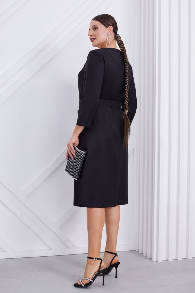 Платье с плиссировкой и поясом, эффектное и универсальное Lissana 4759 черный - фото 4
