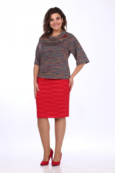 Блуза из вискозы и трикотажа с юбкой-карандаш Klever 262/394 - фото 4