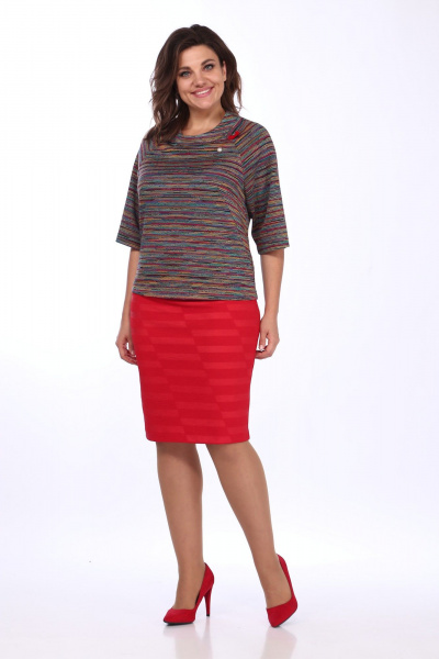 Блуза из вискозы и трикотажа с юбкой-карандаш Klever 262/394 - фото 3