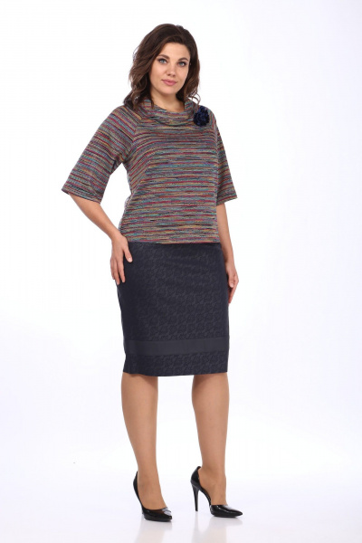 Блуза, юбка Klever 259/394 синий+мультиколор - фото 8