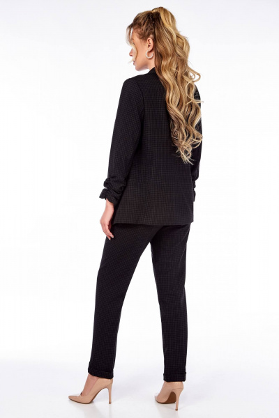 Блуза, брюки, жакет Ольга Стиль С-614 мелкая_клетка_черный - фото 2