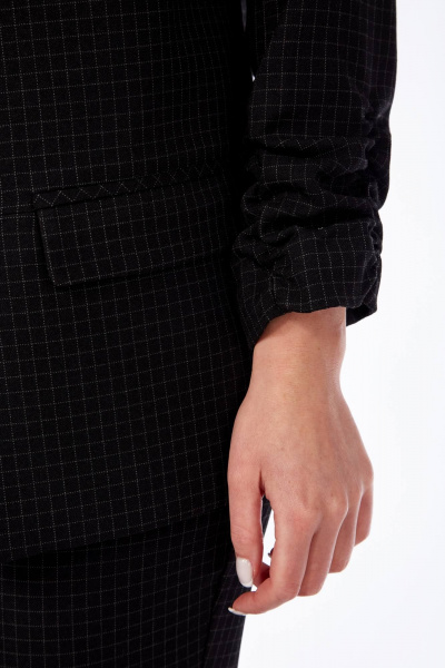 Блуза, брюки, жакет Ольга Стиль С-614 мелкая_клетка_черный - фото 5