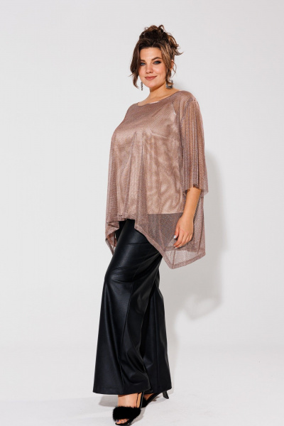 Блуза из сетки с фигурным низом, свободный крой Anelli 1329 золото - фото 3