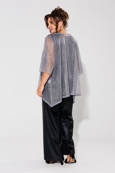 Блуза из сетки с динамичным низом, игривый стиль Anelli 1329 серебро - фото 5