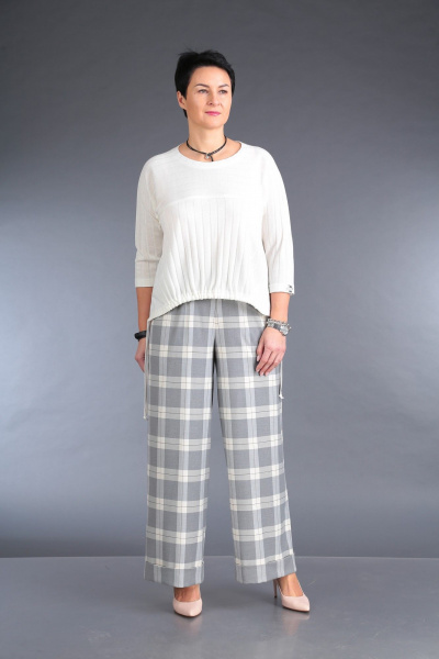 Брюки и блуза из трикотажа и костюмной ткани ZigzagStyle 522 молочный - фото 1