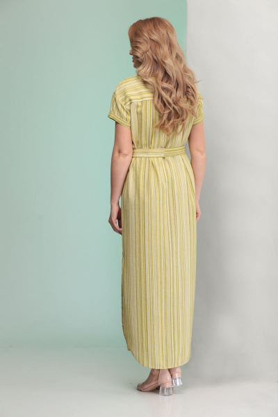 Льняное платье прямого силуэта с накладными карманами Angelina & Сompany 351 - фото 3