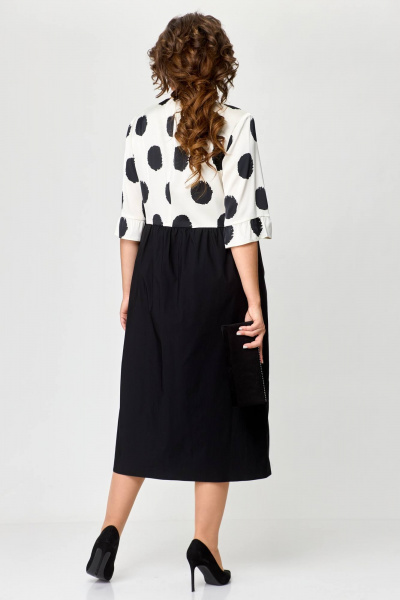 А-образное платье из атласа и хлопка с боковыми карманами Karina deLux M-1202 черно-белый - фото 6