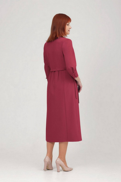 Платье с рельефными швами и регулируемым поясом Соджи 597 темно-розовый - фото 2