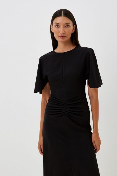 Платье миди с асимметричным подолом и круглым вырезом C. of PAPAYA NEW 1665a черный - фото 9