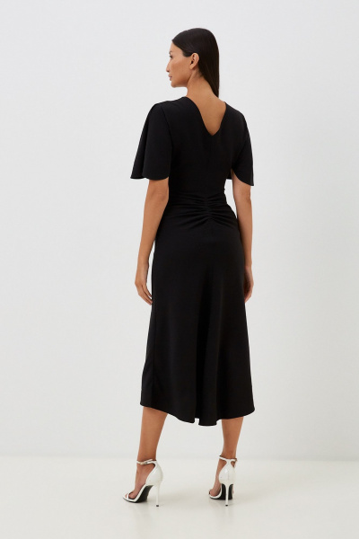 Платье миди с асимметричным подолом и круглым вырезом C. of PAPAYA NEW 1665a черный - фото 7