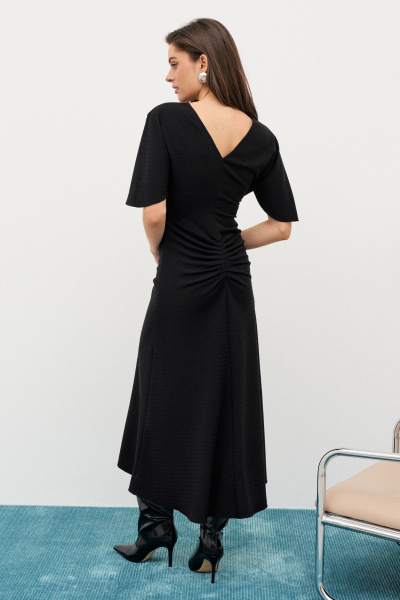 Платье миди с асимметричным подолом и круглым вырезом C. of PAPAYA NEW 1665a черный - фото 2