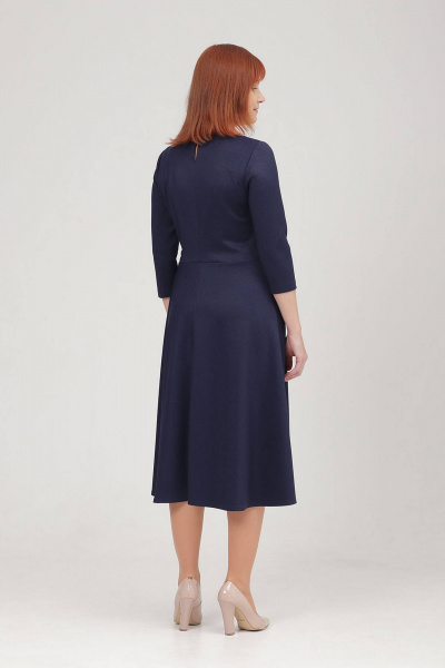 Платье с эластичной талиевой линией и разрезом Соджи 600 темно-синий - фото 4