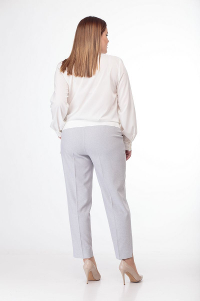 Летняя белая блуза с запахом и сложными складками Anelli 829 белый - фото 10