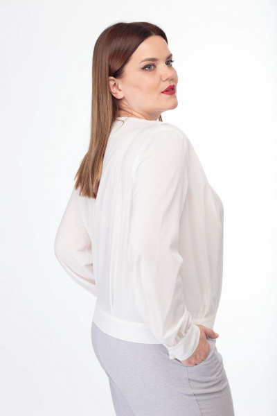 Летняя белая блуза с запахом и сложными складками Anelli 829 белый - фото 3