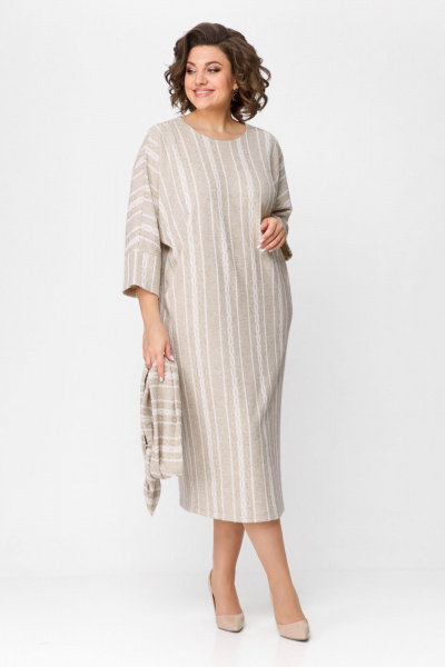 Платье Michel chic 2157 белый-бежевый - фото 6