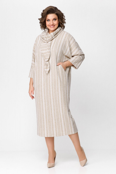 Платье Michel chic 2157 белый-бежевый - фото 5