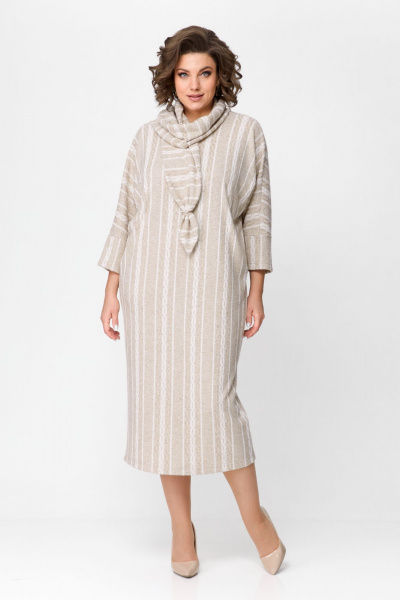 Платье Michel chic 2157 белый-бежевый - фото 4