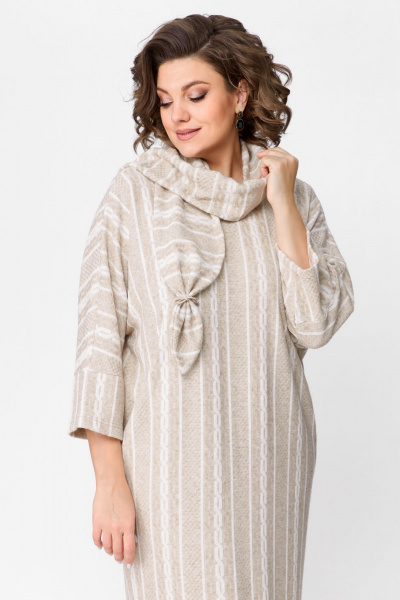 Платье Michel chic 2157 белый-бежевый - фото 2