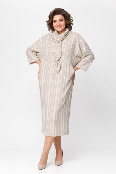 Платье Michel chic 2157 белый-бежевый - фото 1