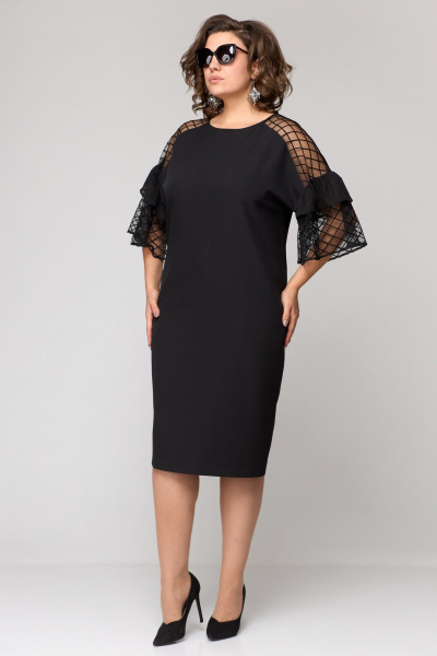 Платье EVA GRANT 7293 черный/сетка - фото 3