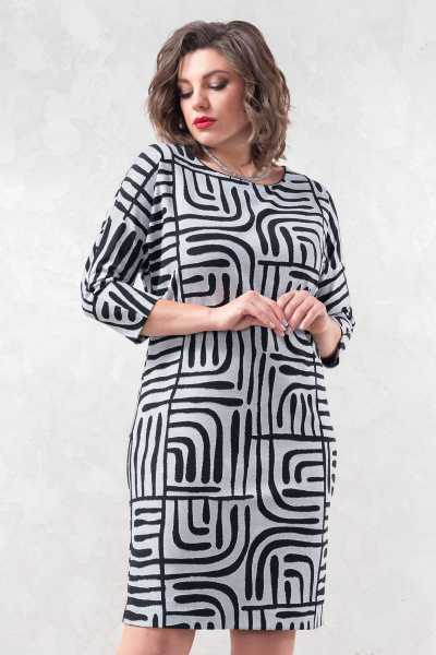 На каждый день свободное серое платье из трикотажа Avanti 1618-1 - фото 3