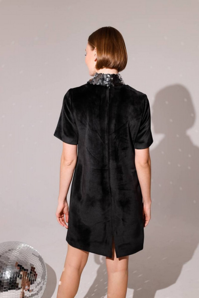 Платье из плотного велюра с пайетками и съемным воротником PUR PUR 11-260 - фото 3