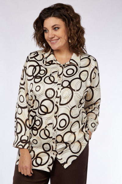 Бежево-коричневый комплект блузки и брюк из текстиля для повседневности Matini 1.1749 беж+коричневый - фото 11