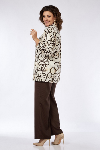 Бежево-коричневый комплект блузки и брюк из текстиля для повседневности Matini 1.1749 беж+коричневый - фото 9