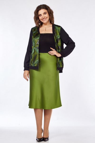 Зеленый комплект юбки и безрукавки из вискозы и трикотажа Matini 1.1733 зеленый - фото 12
