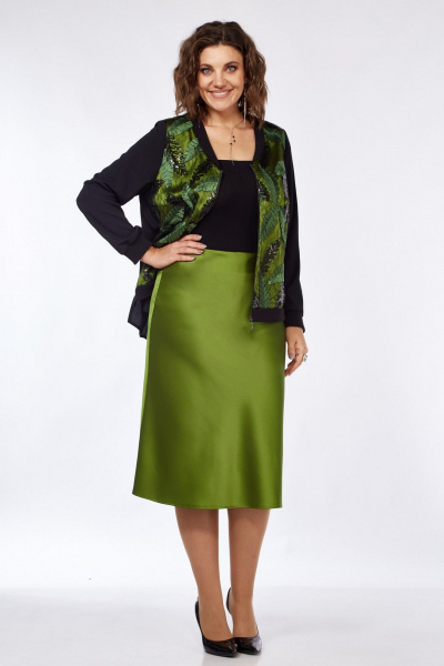Зеленый комплект юбки и безрукавки из вискозы и трикотажа Matini 1.1733 зеленый - фото 11