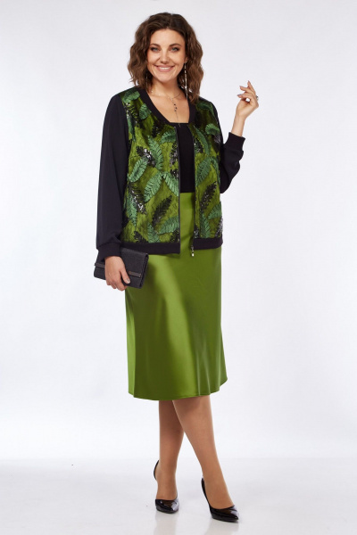 Зеленый комплект юбки и безрукавки из вискозы и трикотажа Matini 1.1733 зеленый - фото 10