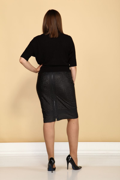 Демисезонная юбка из экокожи с леопардовым рисунком и металлической молнией Klever 259 леопард - фото 8