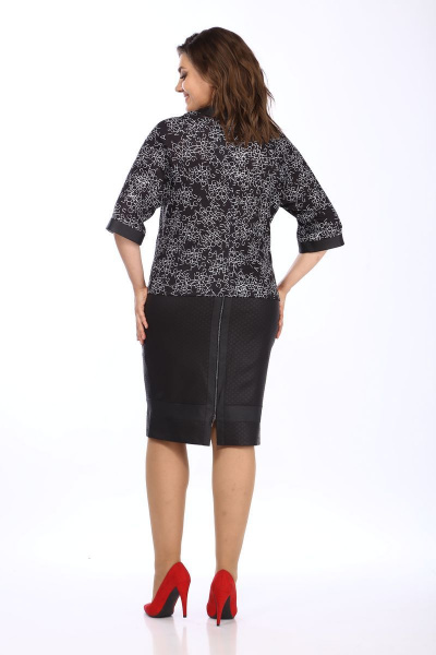 Юбка из трикотажа и кожи с металликой и молнией Klever 259 ромбы - фото 11