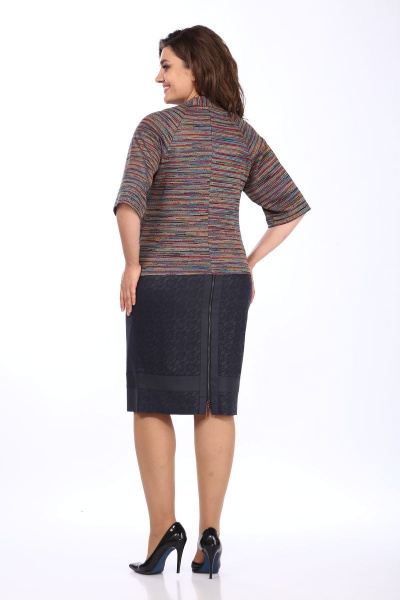 Юбка из экошкіра с кружевным рисунком и молнией Klever 259 синий - фото 4