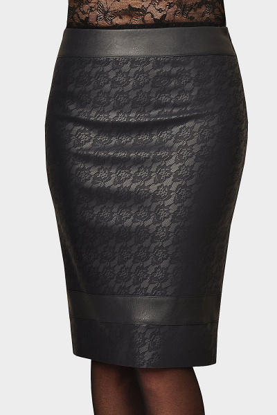 Юбка из экошкіра с кружевным рисунком и молнией Klever 259 синий - фото 5