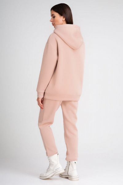 Спортивный костюм из трикотажа с капюшоном и зауженными брюками IVARI 61303/1 пудра - фото 3
