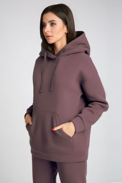 Спортивный костюм из трикотажа с капюшоном и карманами IVARI 61303/1 бордо - фото 2