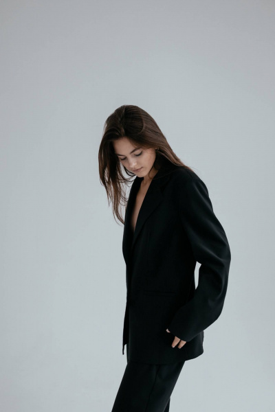 Брюки и жакет классического крой изделия из текстиля SK Brand SK7123 черный - фото 8