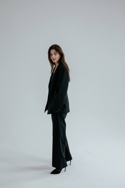 Брюки и жакет классического крой изделия из текстиля SK Brand SK7123 черный - фото 2