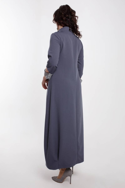 Платье Дорофея 539 серый,белый - фото 4