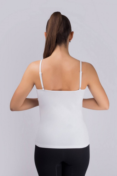 Домашняя белая майка из эластичного хлопка с кружевом Verally 353-1 белый - фото 2