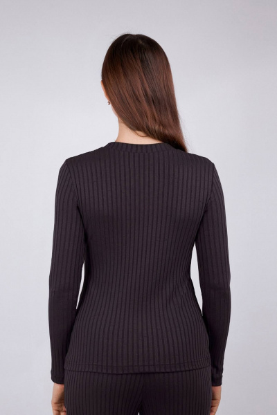 На каждый день коричневый трикотажный джемпер из лапши с длинным рукавом Verally 465-1 эспрессо - фото 2