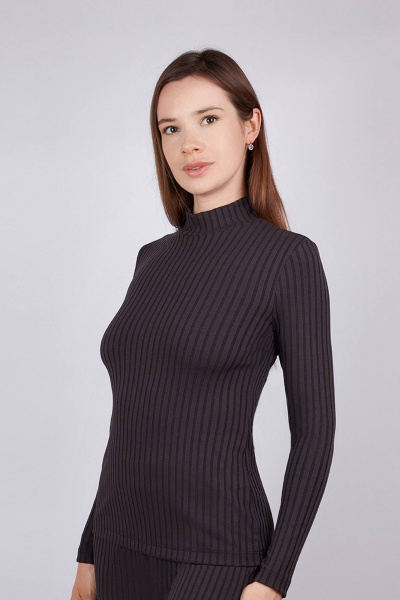 Джемпер из эластичного трикотажа с воротником-стойкой Verally 466-1 эспрессо - фото 3