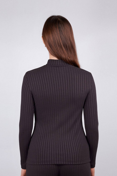 Джемпер из эластичного трикотажа с воротником-стойкой Verally 466-1 эспрессо - фото 2