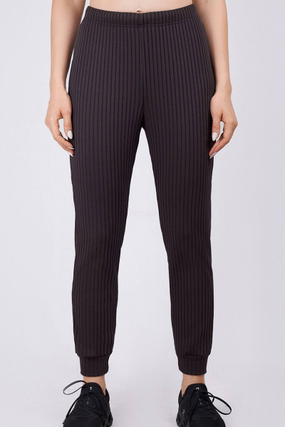 Брюки прямые из трикотажа с манжетами и высокой посадкой Verally 481-2 эспрессо - фото 2