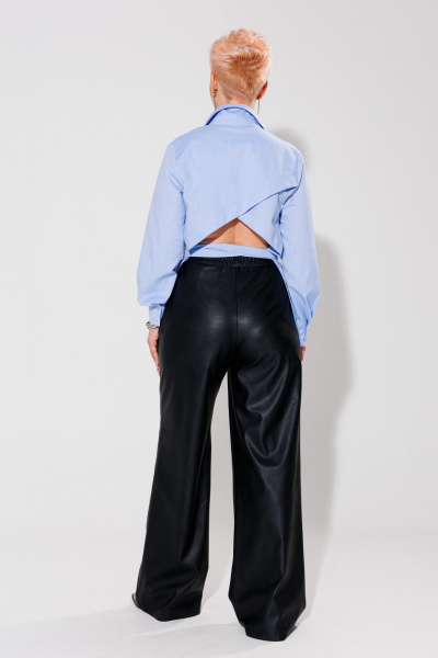 Брюки палаццо из эко-кожи с высокой посадкой Anelli 1400.2 - фото 9