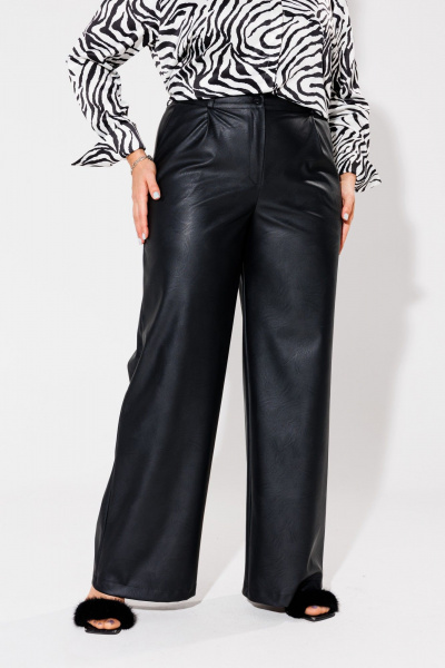 Брюки палаццо из эко-кожи с высокой посадкой Anelli 1400.2 - фото 7