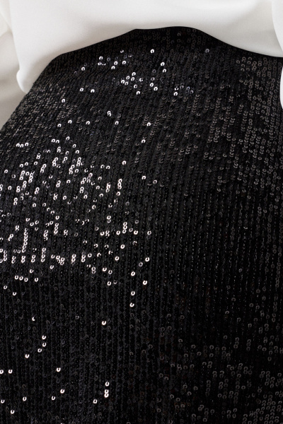 Нарядная длинная юбка из пайеток с высоким разрезом Панда 178850w черный - фото 4